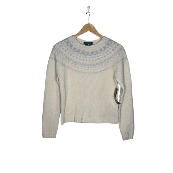 Vintage Lauren Ralph Lauren Antique Ivory Fair Isle Lambswool Sweater NWT - Picture 2 of 9